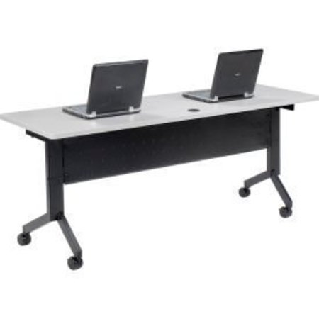 GLOBAL EQUIPMENT Interion    Flip-Top Training Table, 72"L x 24"W, Gray 695220
